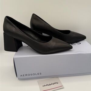 AEROSOLES ‘Ivory’ Black Block Heel Shoes 8M